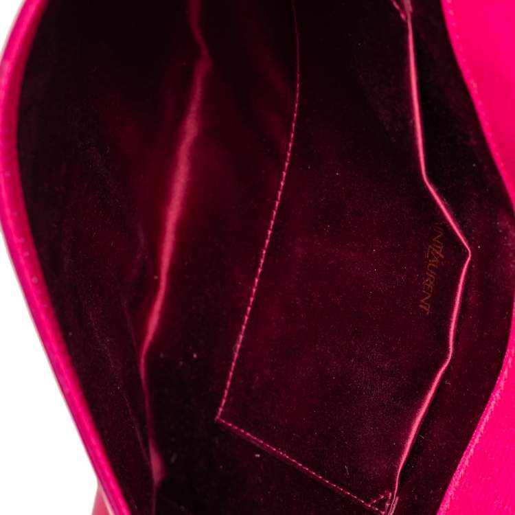 Pre Owned Yves Saint Laurent Fuchsia Leather Y-Ligne Clutch