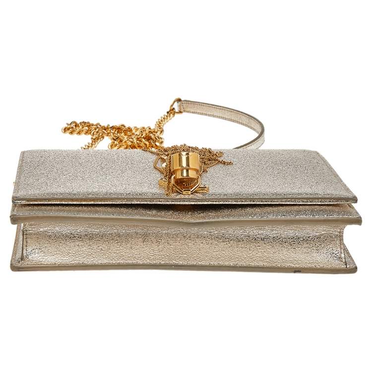 Pre Owned Yves Saint Laurent Gold Leather Small Kate Shoulder Bag