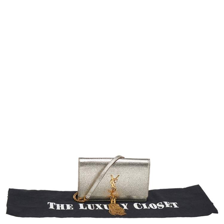 Pre Owned Yves Saint Laurent Gold Leather Small Kate Shoulder Bag