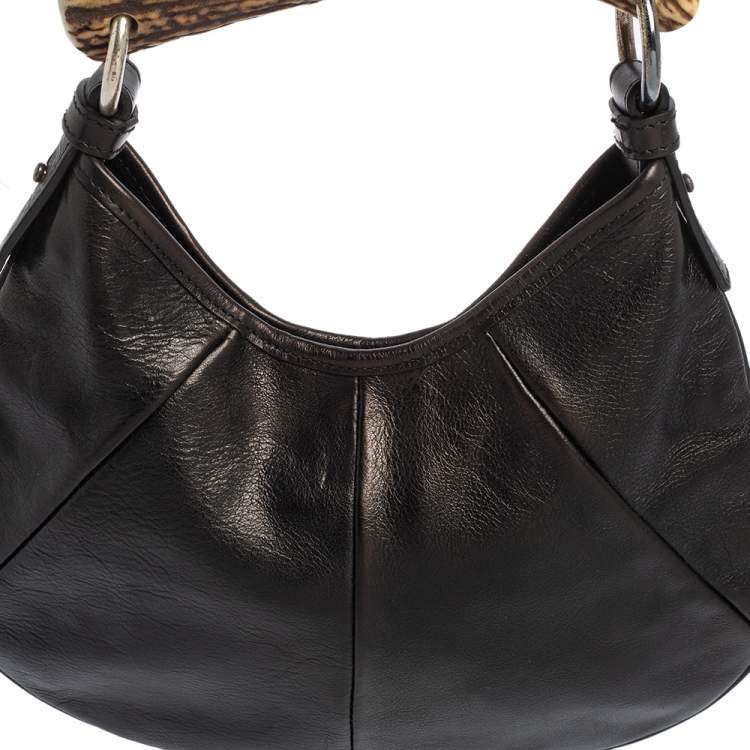 Pre Owned Yves Saint Laurent Black Leather Mini Mombasa Hobo