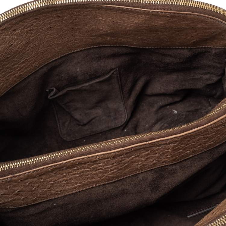 Pre Owned Yves Saint Laurent Brown Ostrich YSL 32 Bag