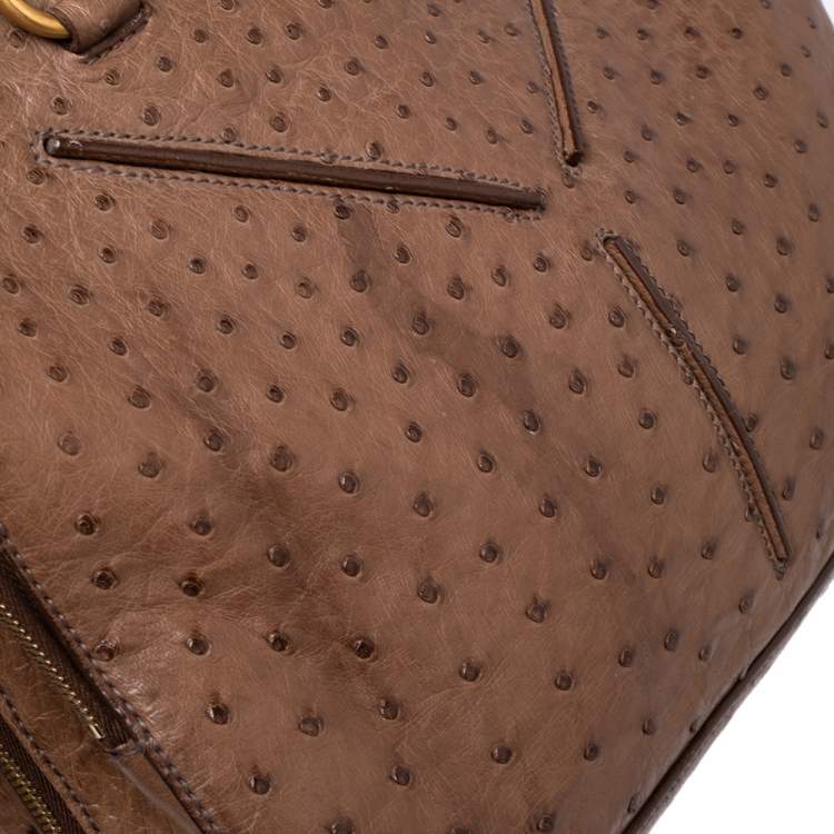 Pre Owned Yves Saint Laurent Brown Ostrich YSL 32 Bag