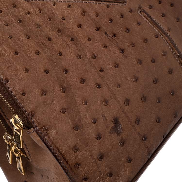 Pre Owned Yves Saint Laurent Brown Ostrich YSL 32 Bag