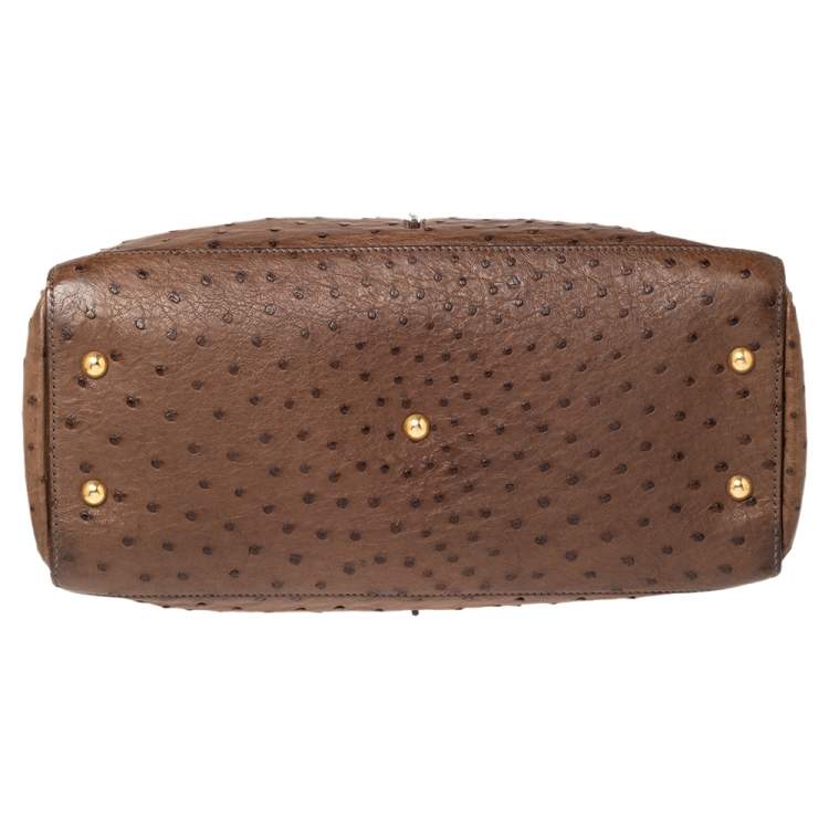 Pre Owned Yves Saint Laurent Brown Ostrich YSL 32 Bag