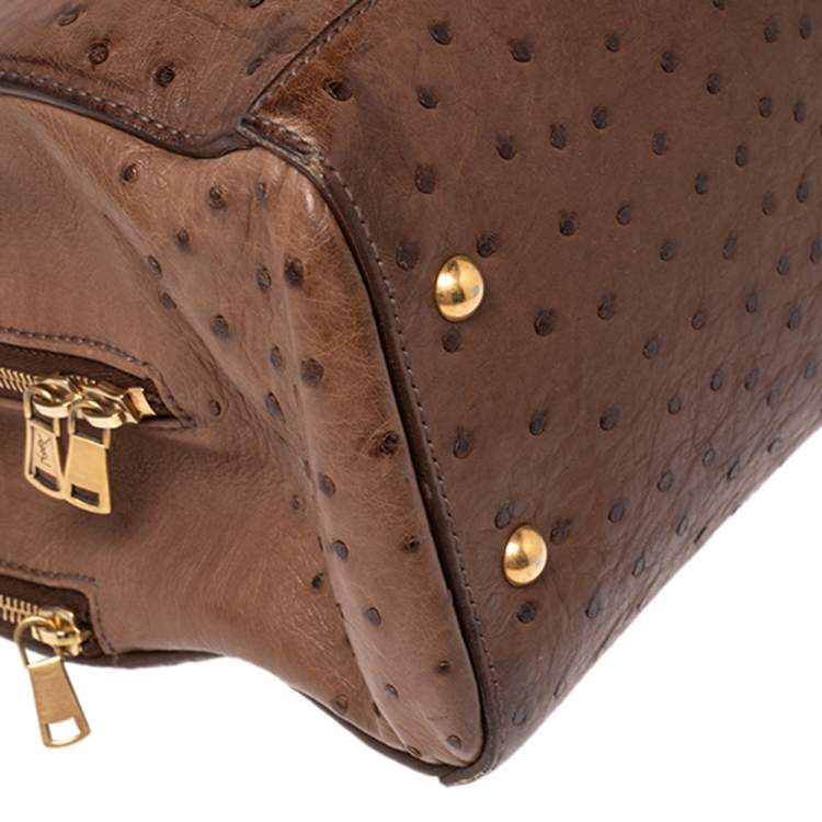 Pre Owned Yves Saint Laurent Brown Ostrich YSL 32 Bag