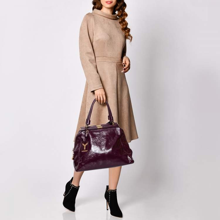 مملوكة مسبقًا Yves Saint Laurent Purple Patent Leather Medium Majorelle Satchel