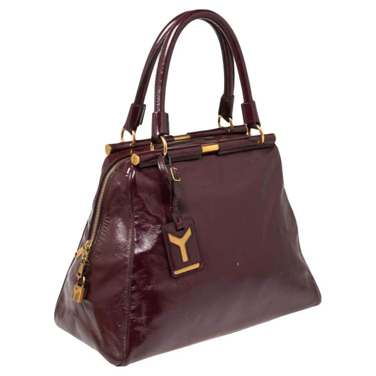 مملوكة مسبقًا Yves Saint Laurent Purple Patent Leather Medium Majorelle Satchel