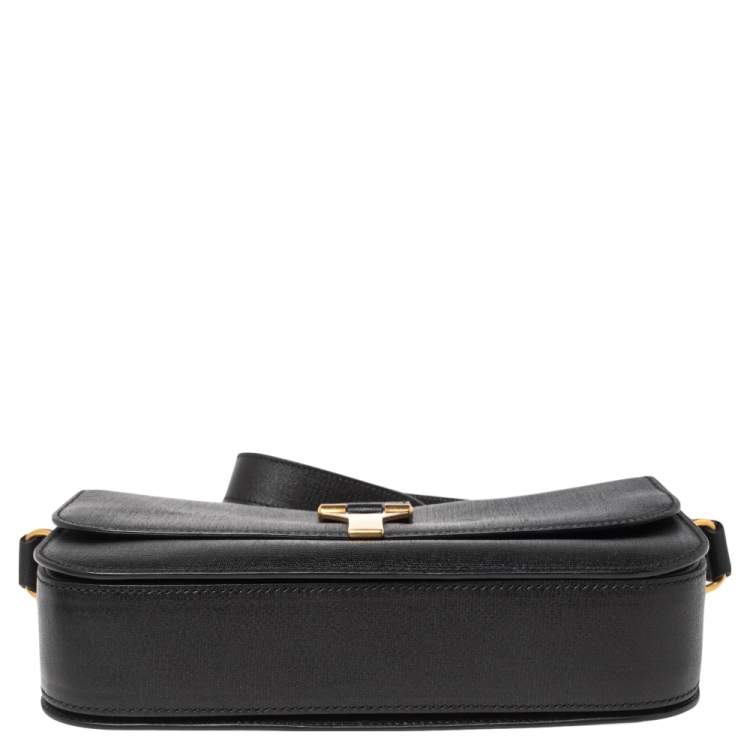 Pre Owned Saint Laurent Black Leather Large Chyc Flap Shoulder Bag