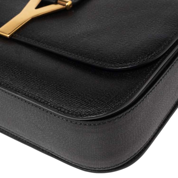 Pre Owned Saint Laurent Black Leather Large Chyc Flap Shoulder Bag