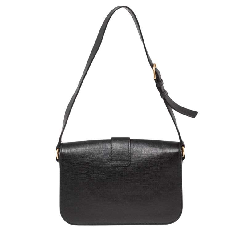 Pre Owned Saint Laurent Black Leather Large Chyc Flap Shoulder Bag