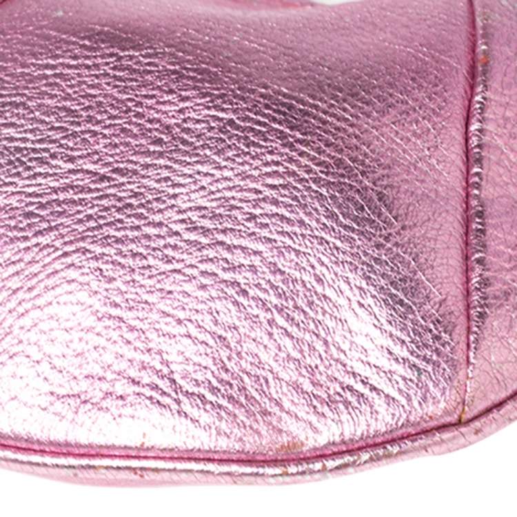 Pre Owned Yves Saint Laurent Metallic Pink Leather Mini Mombasa Hobo