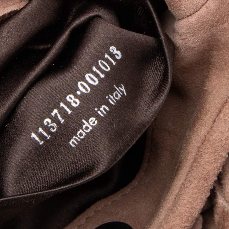 Pre Owned Yves Saint Laurent Brown Suede Era Nadja Flower Pochette