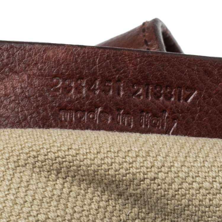 Pre Owned Yves Saint Laurent Brown/Beige Canvas and Leather Trim Charms Tote