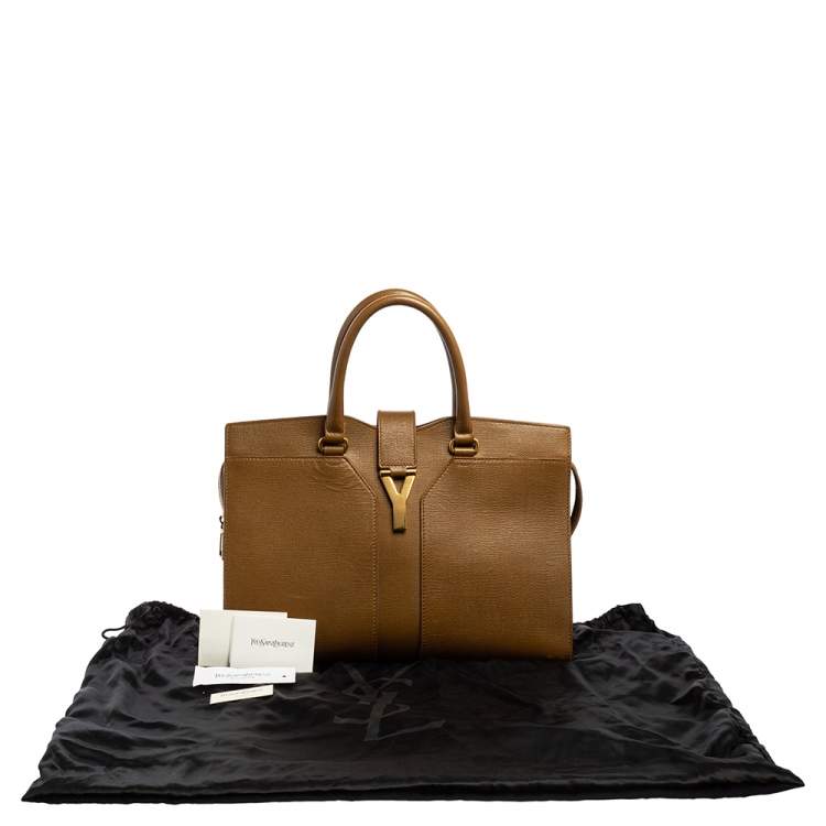 Pre Owned Yves Saint Laurent Brown Leather Medium Cabas Chyc Tote