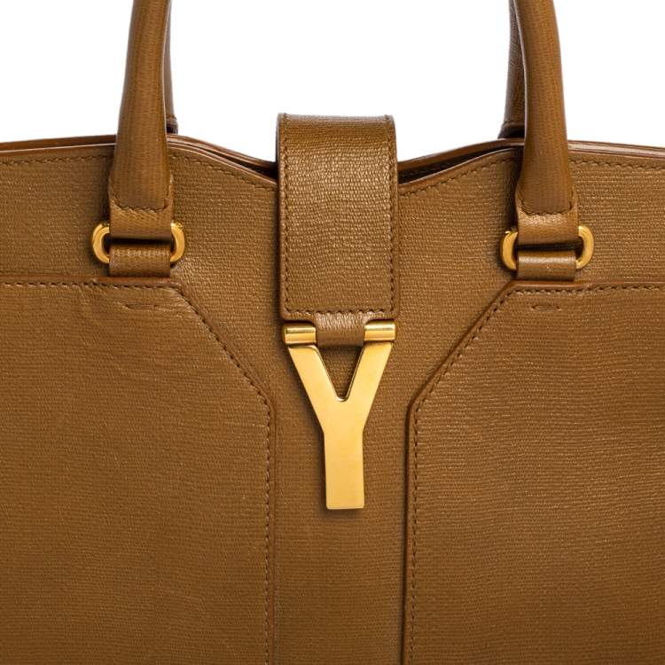 Pre Owned Yves Saint Laurent Brown Leather Medium Cabas Chyc Tote