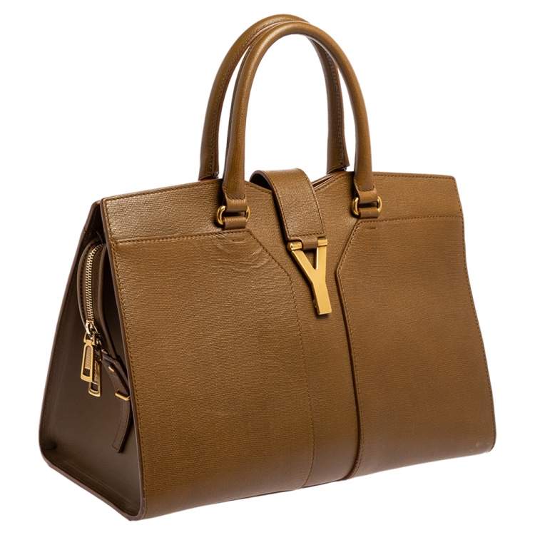 Pre Owned Yves Saint Laurent Brown Leather Medium Cabas Chyc Tote