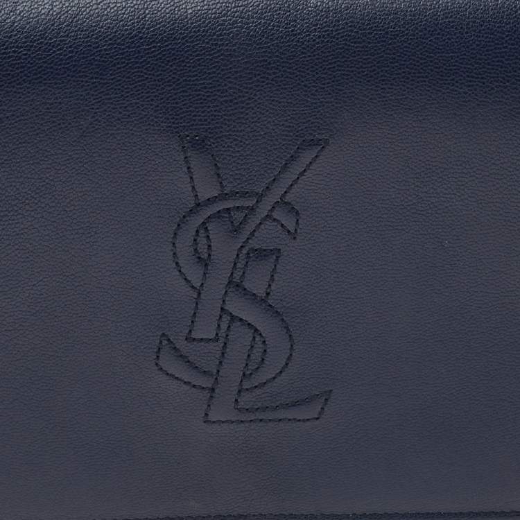 مملوكة مسبقًا Yves Saint Laurent Navy Blue Leather Belle De Jour Wallet On Chain