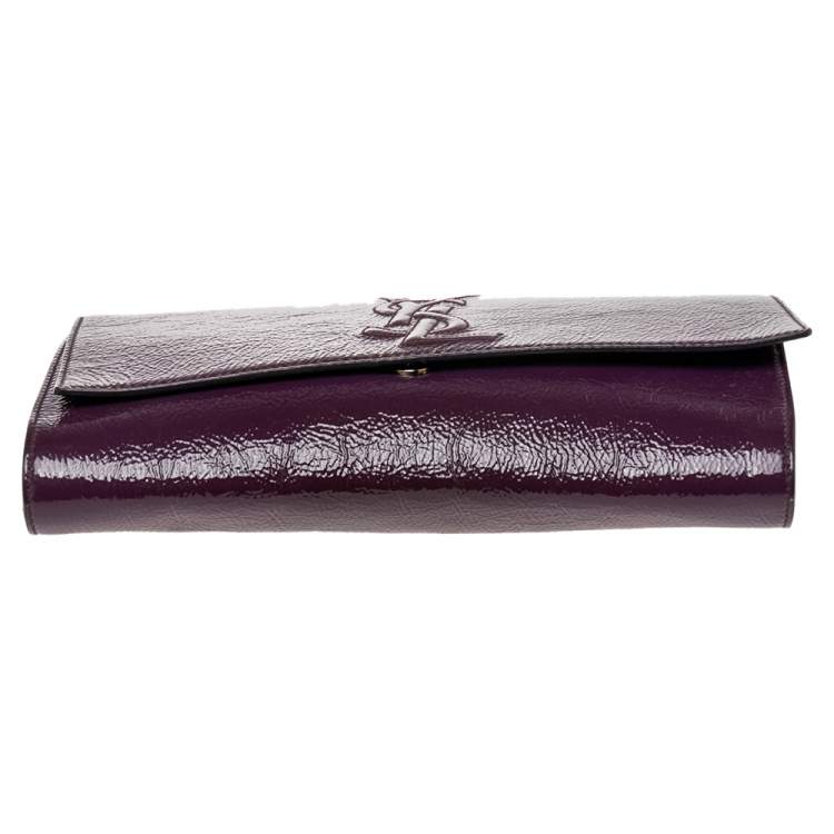 Pre Owned Yves Saint Laurent Purple Patent Leather Belle De Jour Flap Clutch