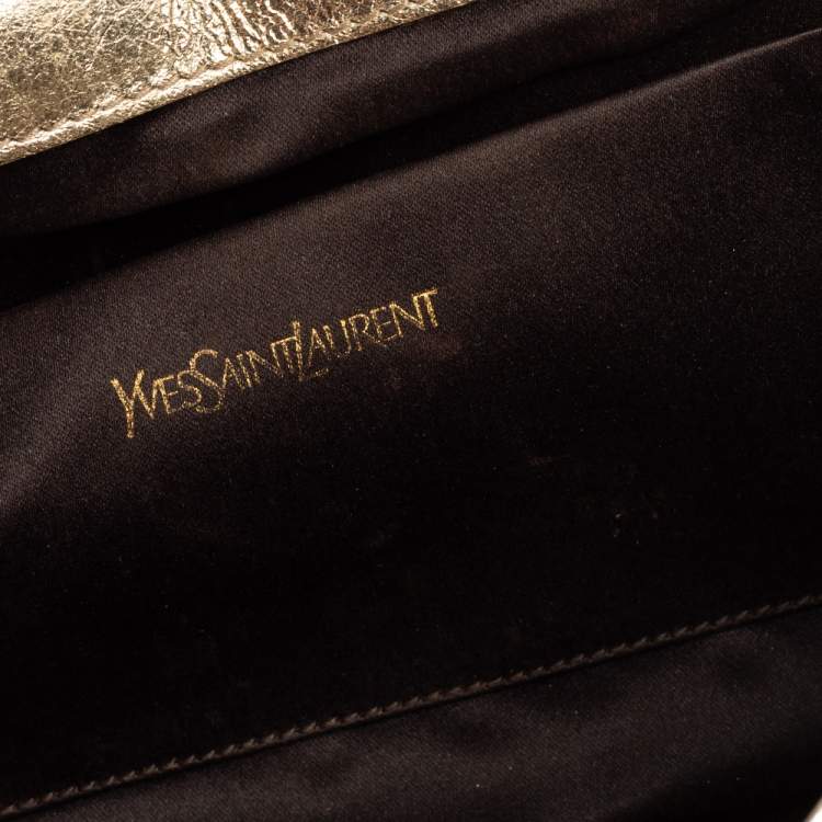 Pre Owned Yves Saint Laurent Metallic Gold Leather Belle De Jour Clutch
