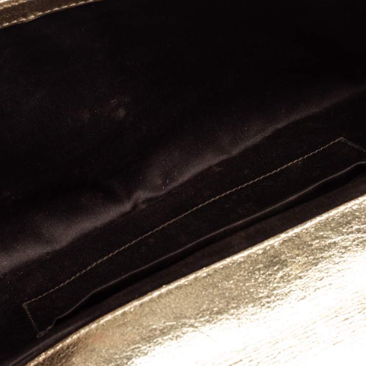 Pre Owned Yves Saint Laurent Metallic Gold Leather Belle De Jour Clutch