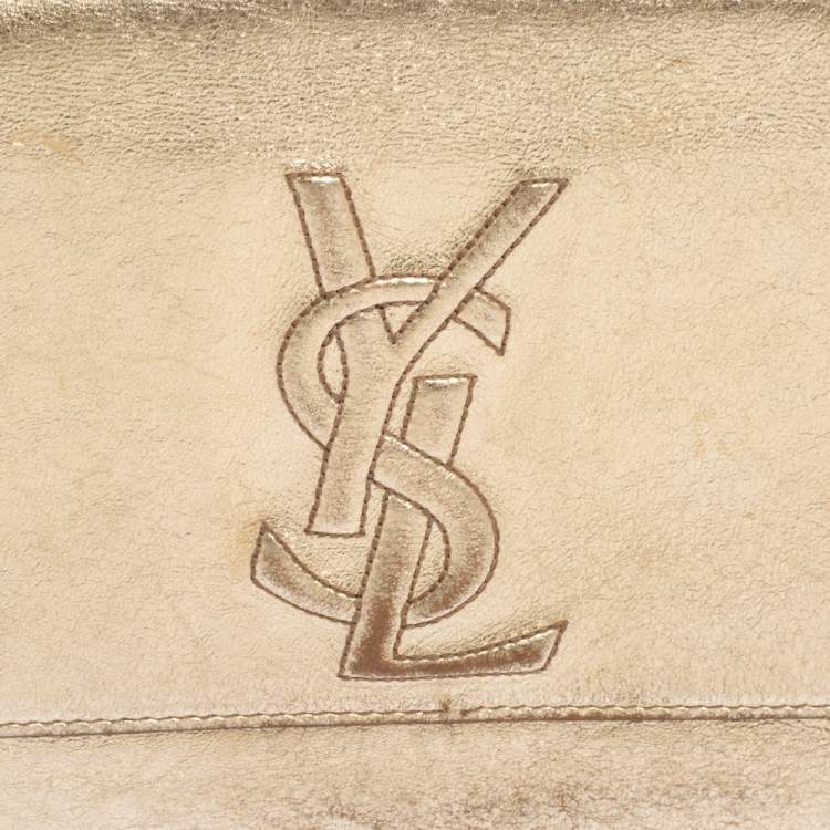 Pre Owned Yves Saint Laurent Metallic Gold Leather Belle De Jour Clutch