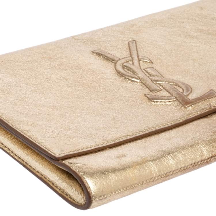 Pre Owned Yves Saint Laurent Metallic Gold Leather Belle De Jour Clutch
