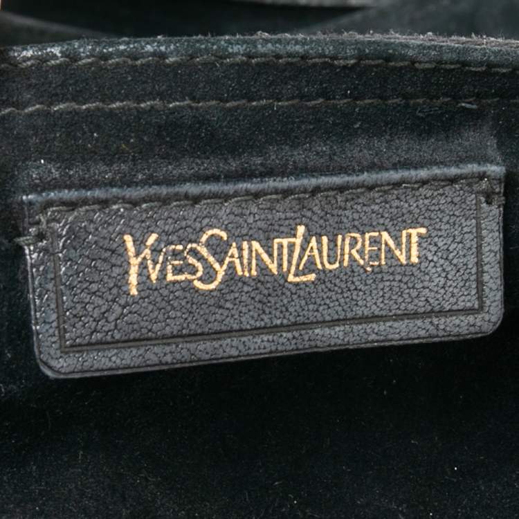 Pre Owned Yves Saint Laurent Black/Gold Nubuck Leather and Suede Large Muse Two Satchel