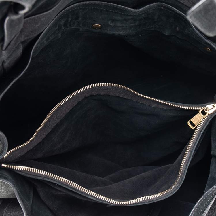 Pre Owned Yves Saint Laurent Black/Gold Nubuck Leather and Suede Large Muse Two Satchel