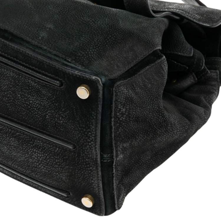 Pre Owned Yves Saint Laurent Black/Gold Nubuck Leather and Suede Large Muse Two Satchel