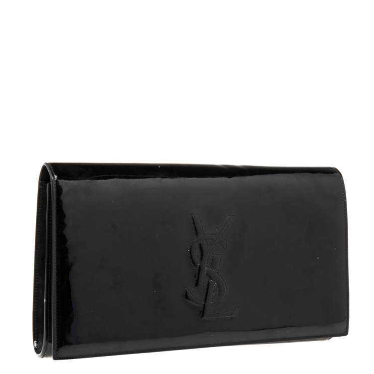Pre Owned Yves Saint Laurent Black Patent Leather Belle De Jour Clutch