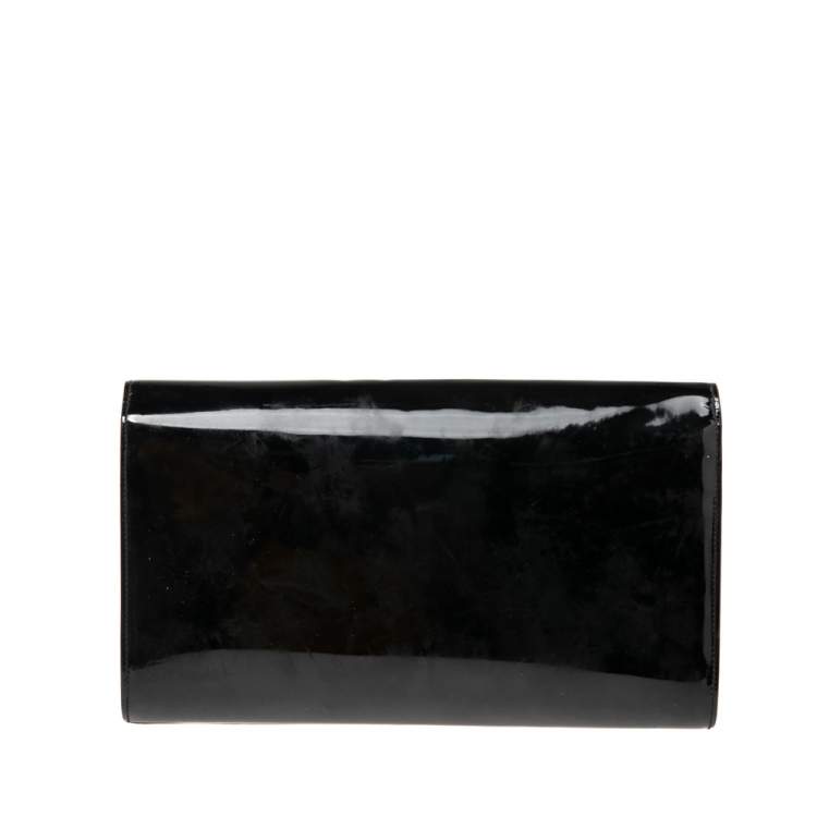 Pre Owned Yves Saint Laurent Black Patent Leather Belle De Jour Clutch