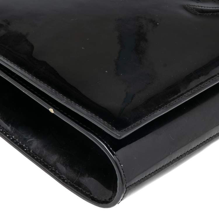 Pre Owned Yves Saint Laurent Black Patent Leather Belle De Jour Clutch