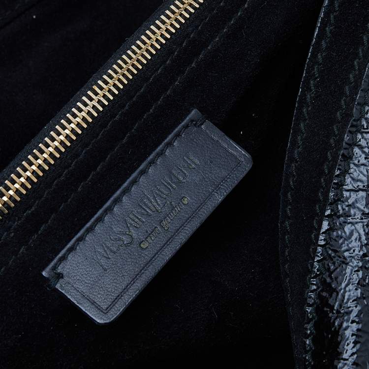 Pre Owned Yves Saint Laurent Black Patent Leather And Suede Muse Two Satchel