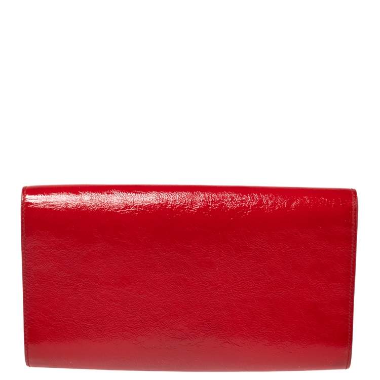 Pre Owned Yves Saint Laurent Red Patent Leather Belle De Jour Clutch