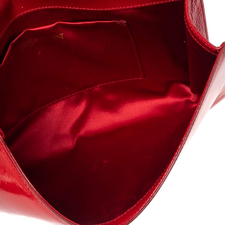 Pre Owned Yves Saint Laurent Red Patent Leather Belle De Jour Clutch