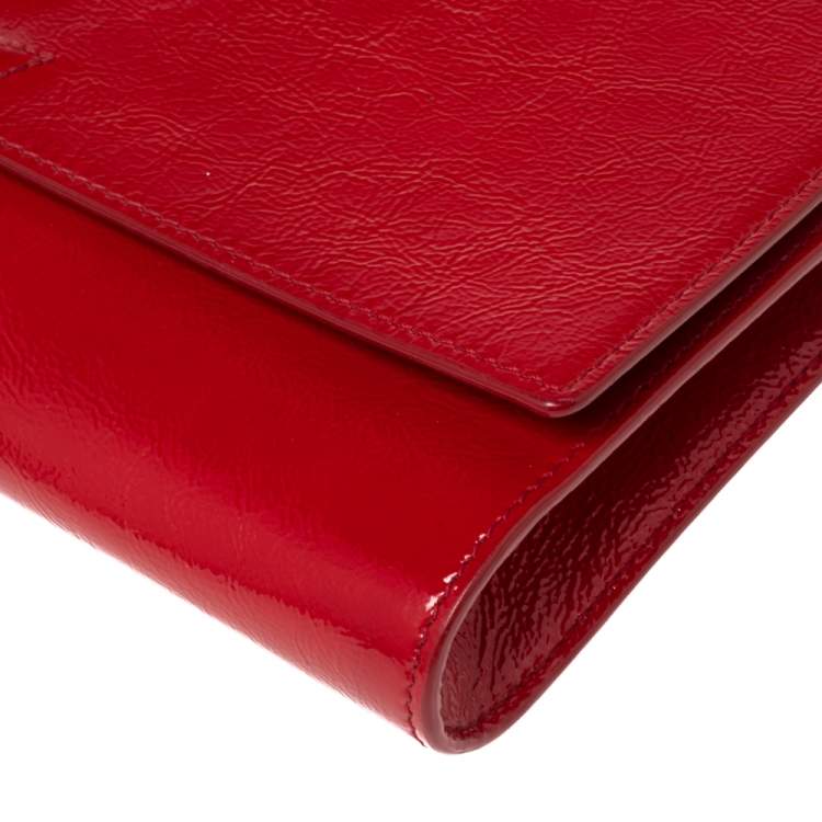 Pre Owned Yves Saint Laurent Red Patent Leather Belle De Jour Clutch