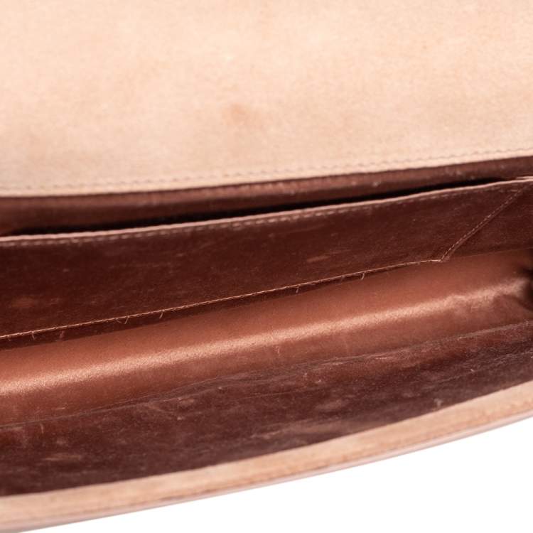 Pre Owned Yves Saint Laurent Beige Patent Leather Belle De Jour Flap Clutch