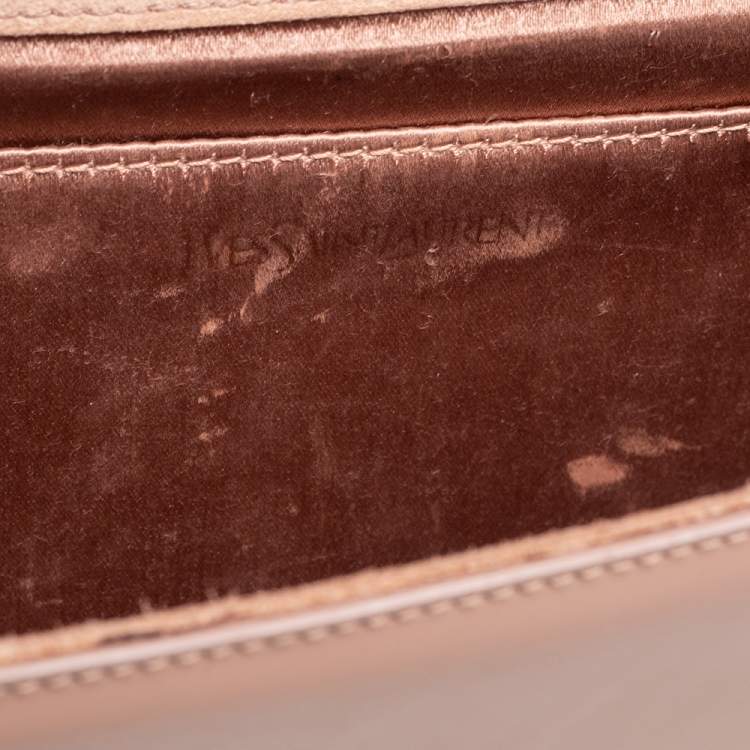 Pre Owned Yves Saint Laurent Beige Patent Leather Belle De Jour Flap Clutch