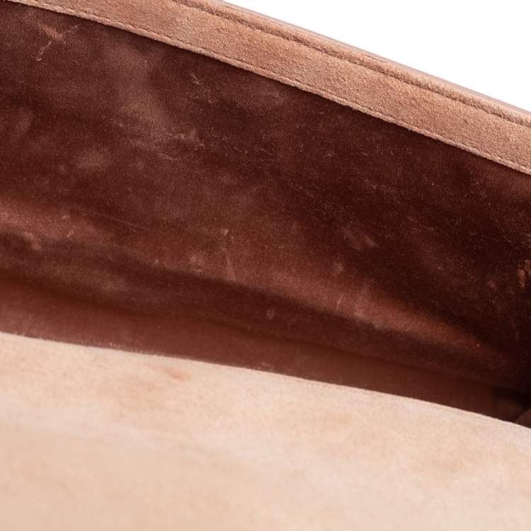 Pre Owned Yves Saint Laurent Beige Patent Leather Belle De Jour Flap Clutch