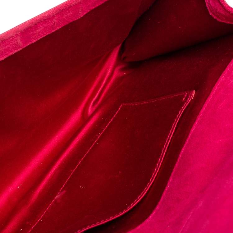 Pre Owned Yves Saint Laurent Magenta Patent Leather Belle De Jour Flap Clutch
