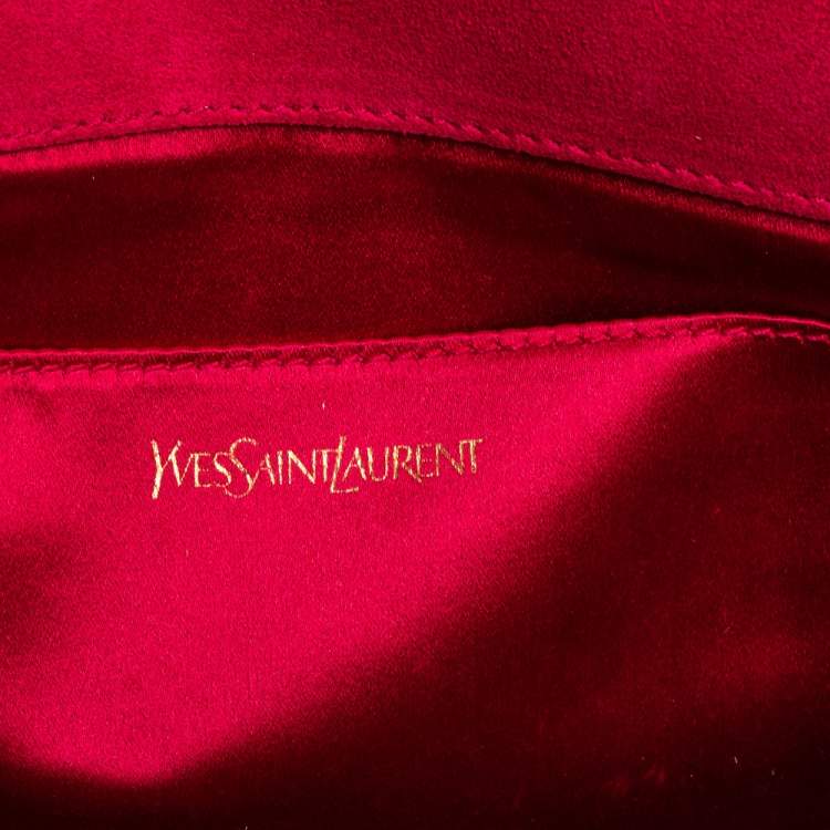 Pre Owned Yves Saint Laurent Magenta Patent Leather Belle De Jour Flap Clutch