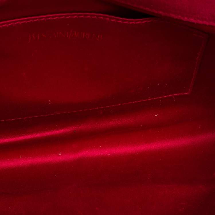 Pre Owned Yves Saint Laurent Magenta Patent Leather Belle De Jour Flap Clutch