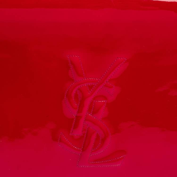 Pre Owned Yves Saint Laurent Magenta Patent Leather Belle De Jour Flap Clutch