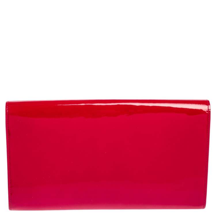 Pre Owned Yves Saint Laurent Magenta Patent Leather Belle De Jour Flap Clutch