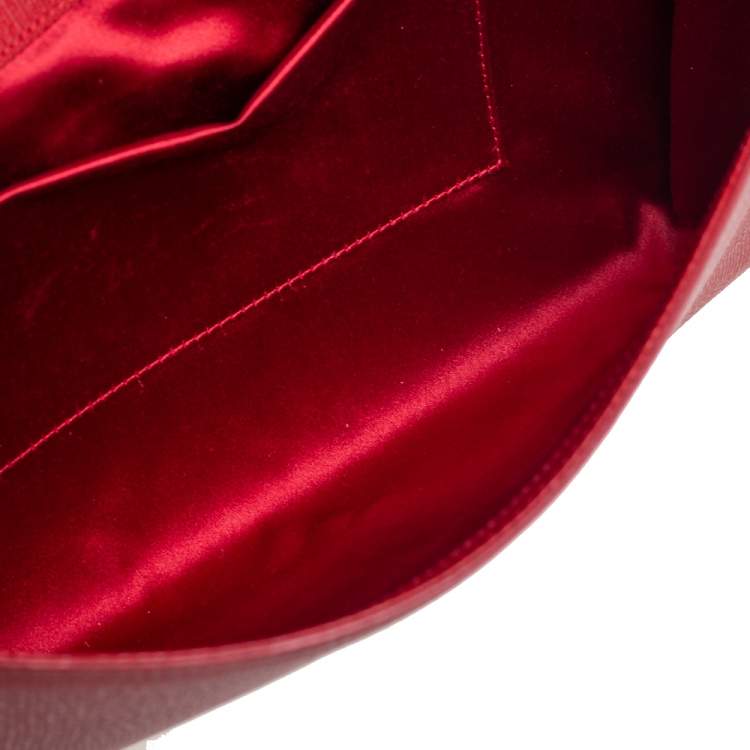 Pre Owned Yves Saint Laurent Maroon Leather Y-Ligne Clutch