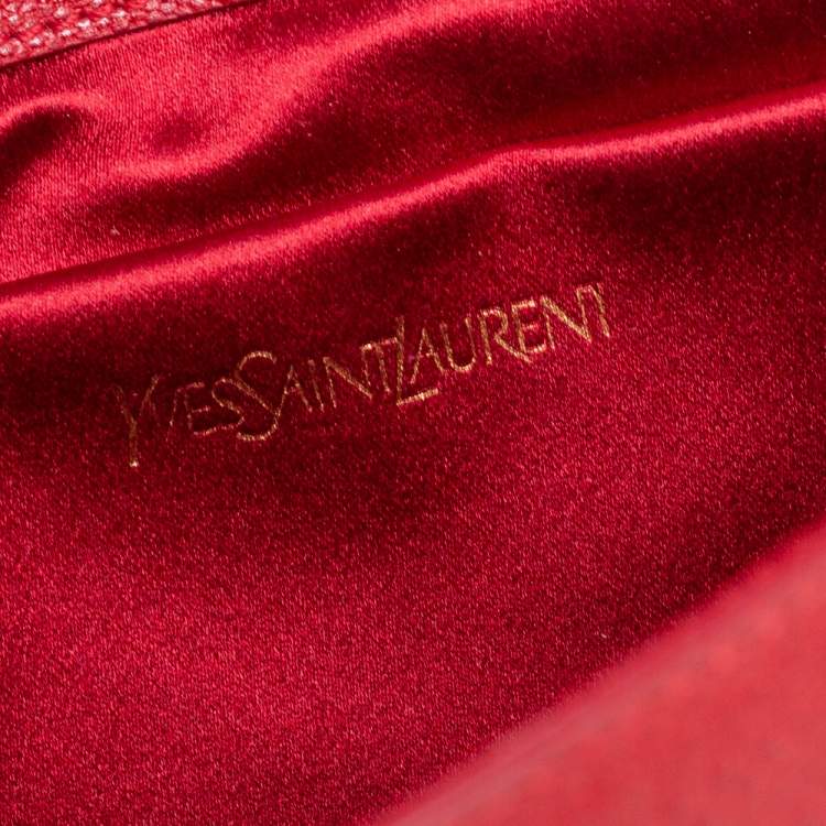 Pre Owned Yves Saint Laurent Maroon Leather Y-Ligne Clutch