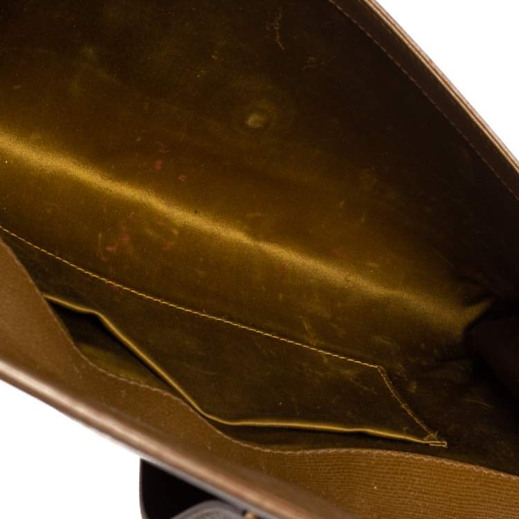 Pre Owned Yves Saint Laurent Brown Textured Leather Y-Ligne Clutch