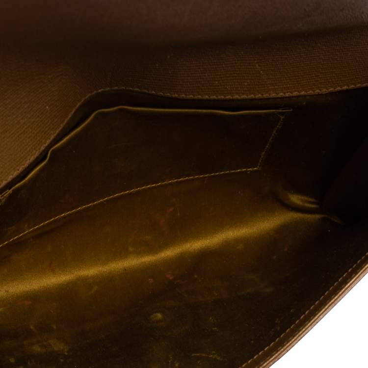 Pre Owned Yves Saint Laurent Brown Textured Leather Y-Ligne Clutch