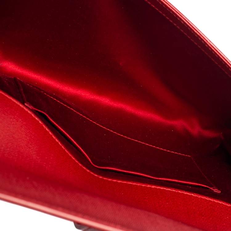 Pre Owned Yves Saint Laurent Red Leather Y-Ligne Clutch