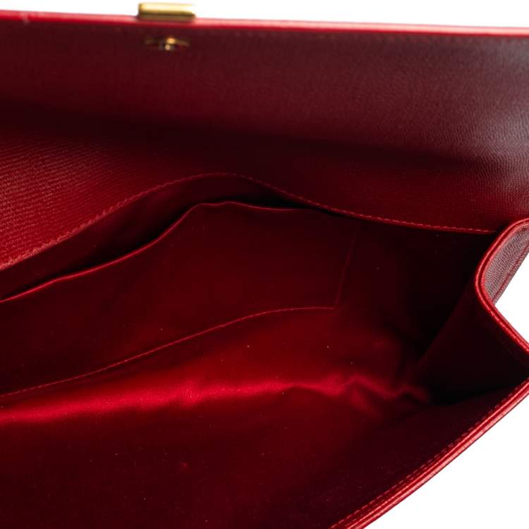 Pre Owned Yves Saint Laurent Red Leather Y-Ligne Clutch